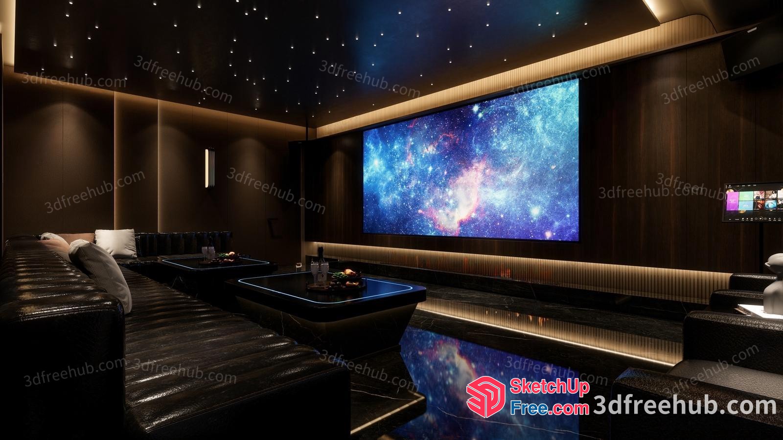 Luxurious Karaoke Room With Galaxy-Themed Wall 3D SketchUp File