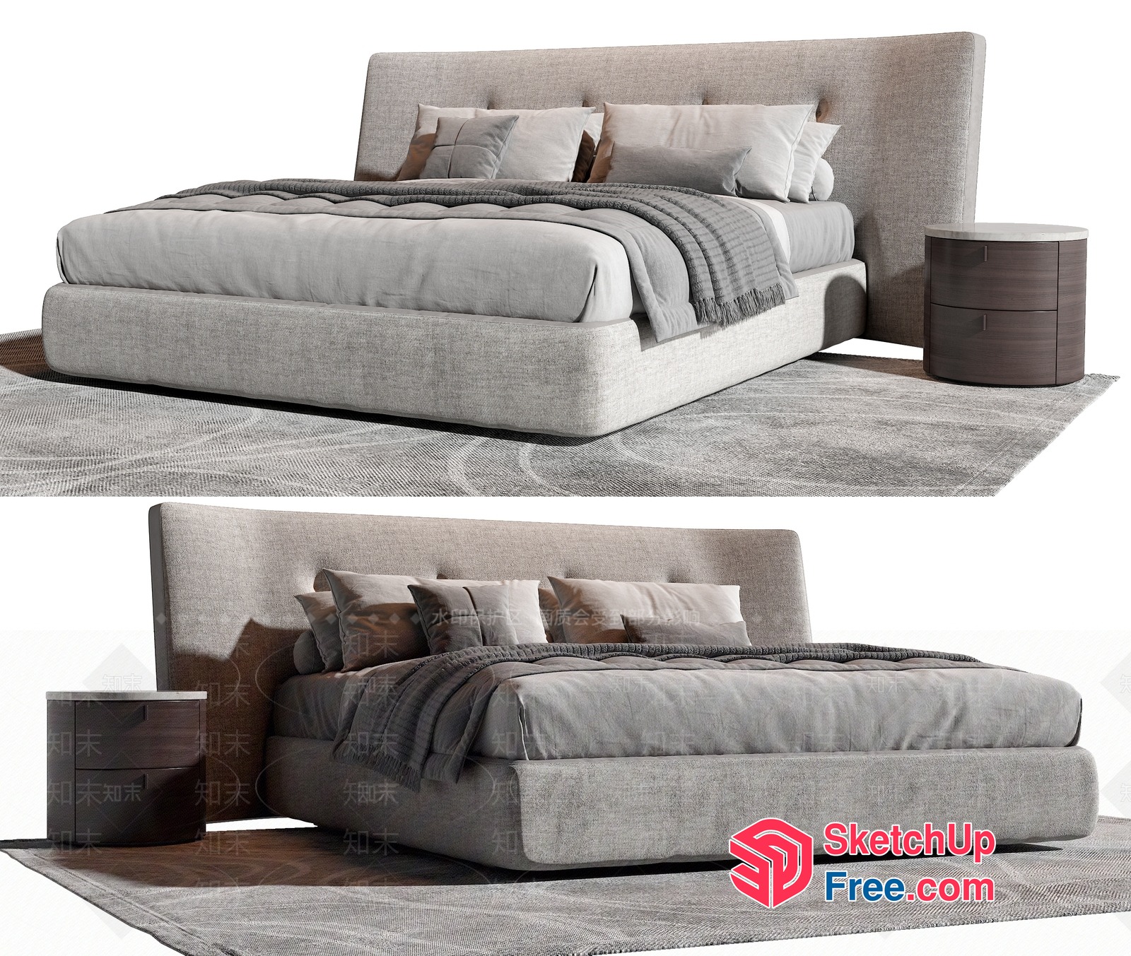 Modern Bed And Nightstand Furniture 3D SketchUp File