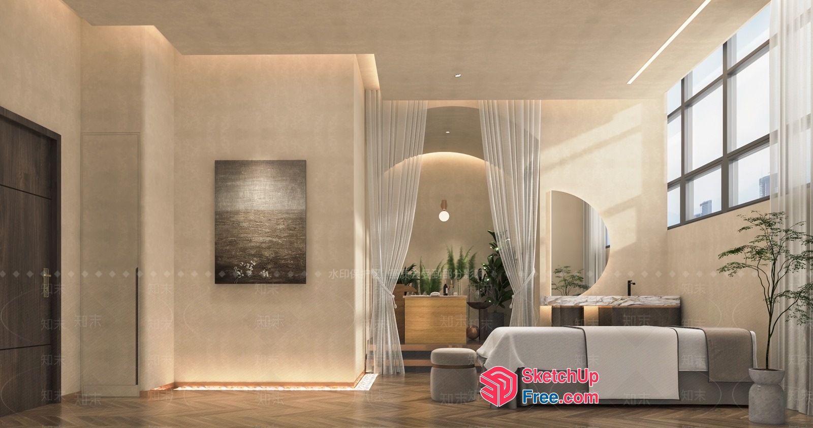 Spa Room With Minimalist Style And Natural Decor 3D SketchUp File