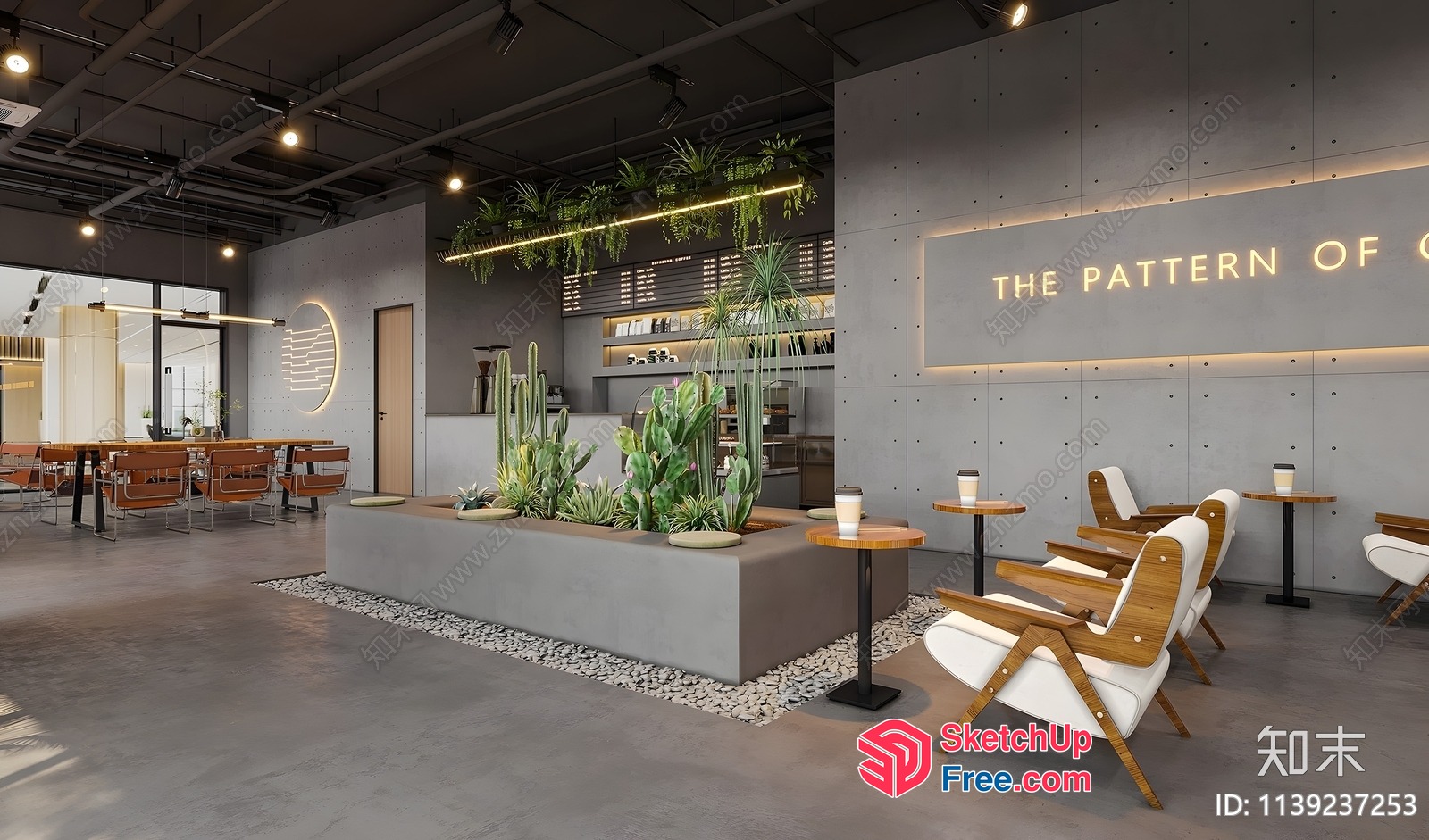 Modern Industrial Style Coffee Shop Interior 3D SketchUp File