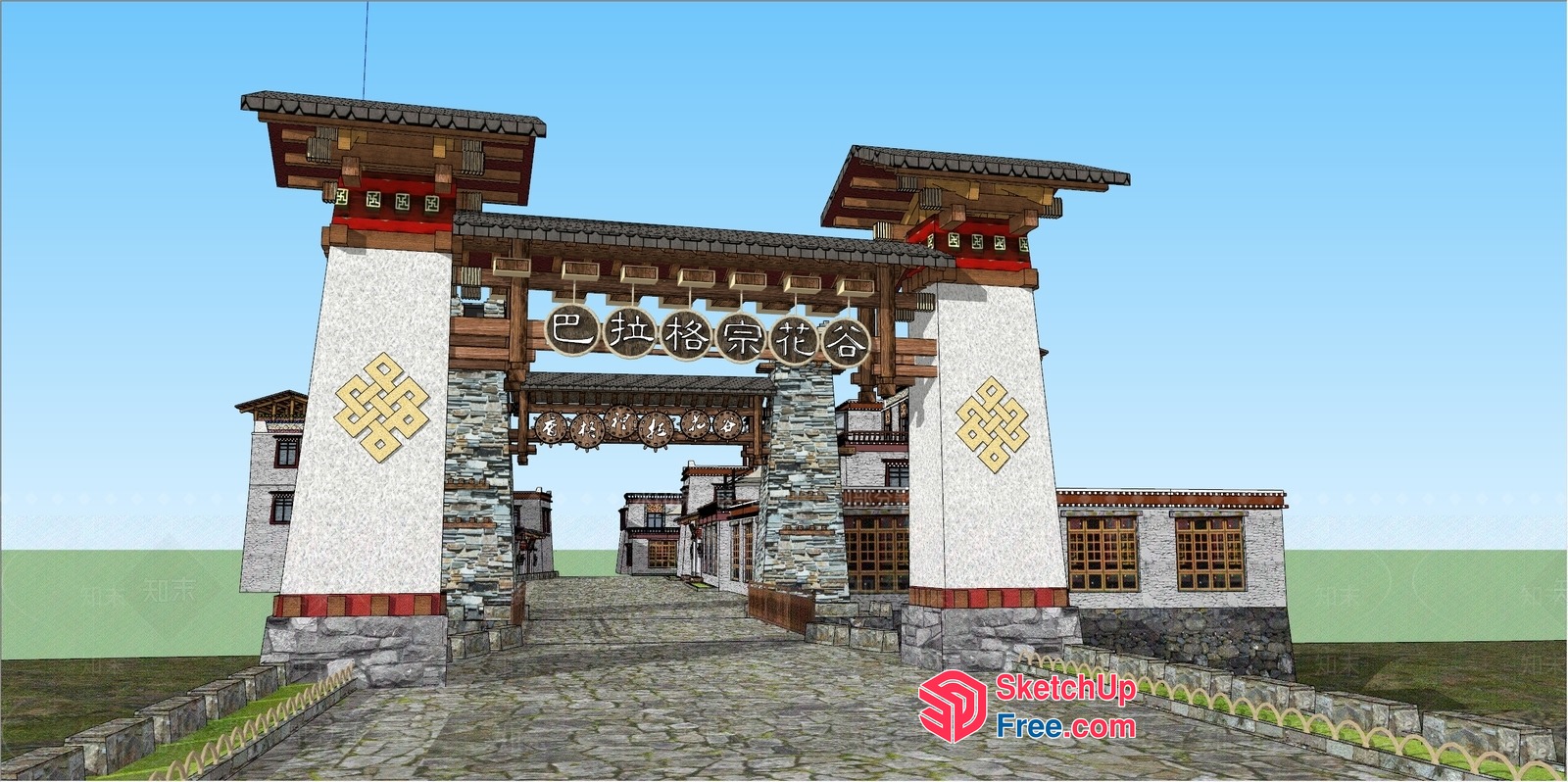Traditional Tibetan Archway Entrance 3D SketchUp File