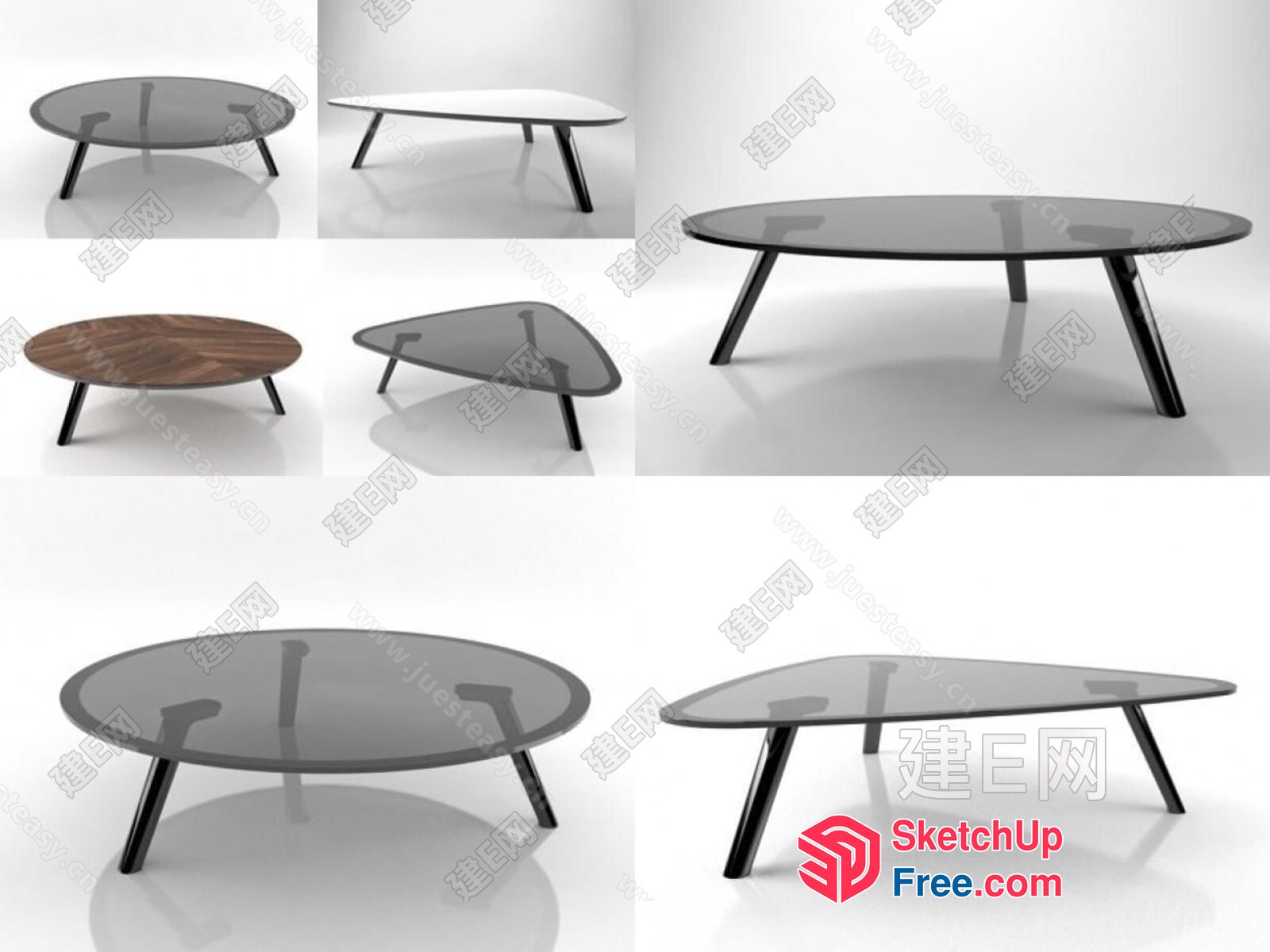 Modern Glass Top Coffee Table Collection 3D SketchUp File