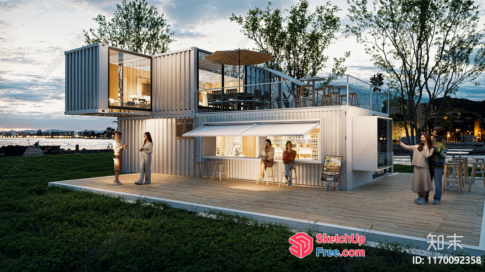 Modern Shipping Container Home And Restaurant 3D SketchUp File