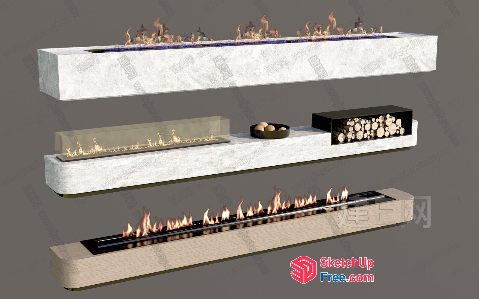 Modern Minimalist Fireplace Design Concept 3D SketchUp File