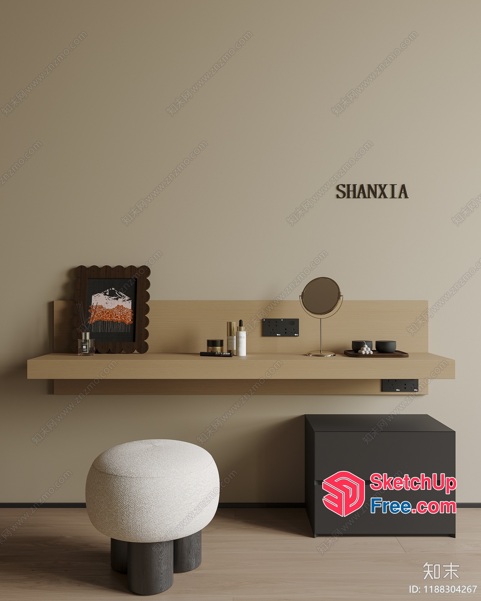 Modern Minimalist Bathroom Vanity With Artwork And Mirror 3D SketchUp File