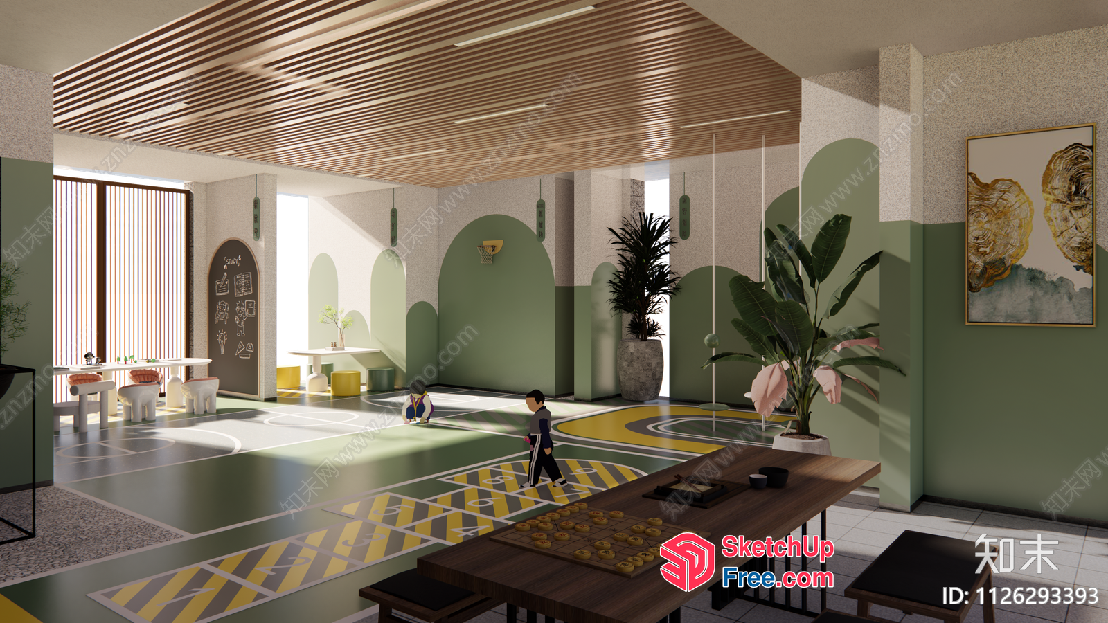 Modern Green And Yellow Playroom 3D SketchUp File