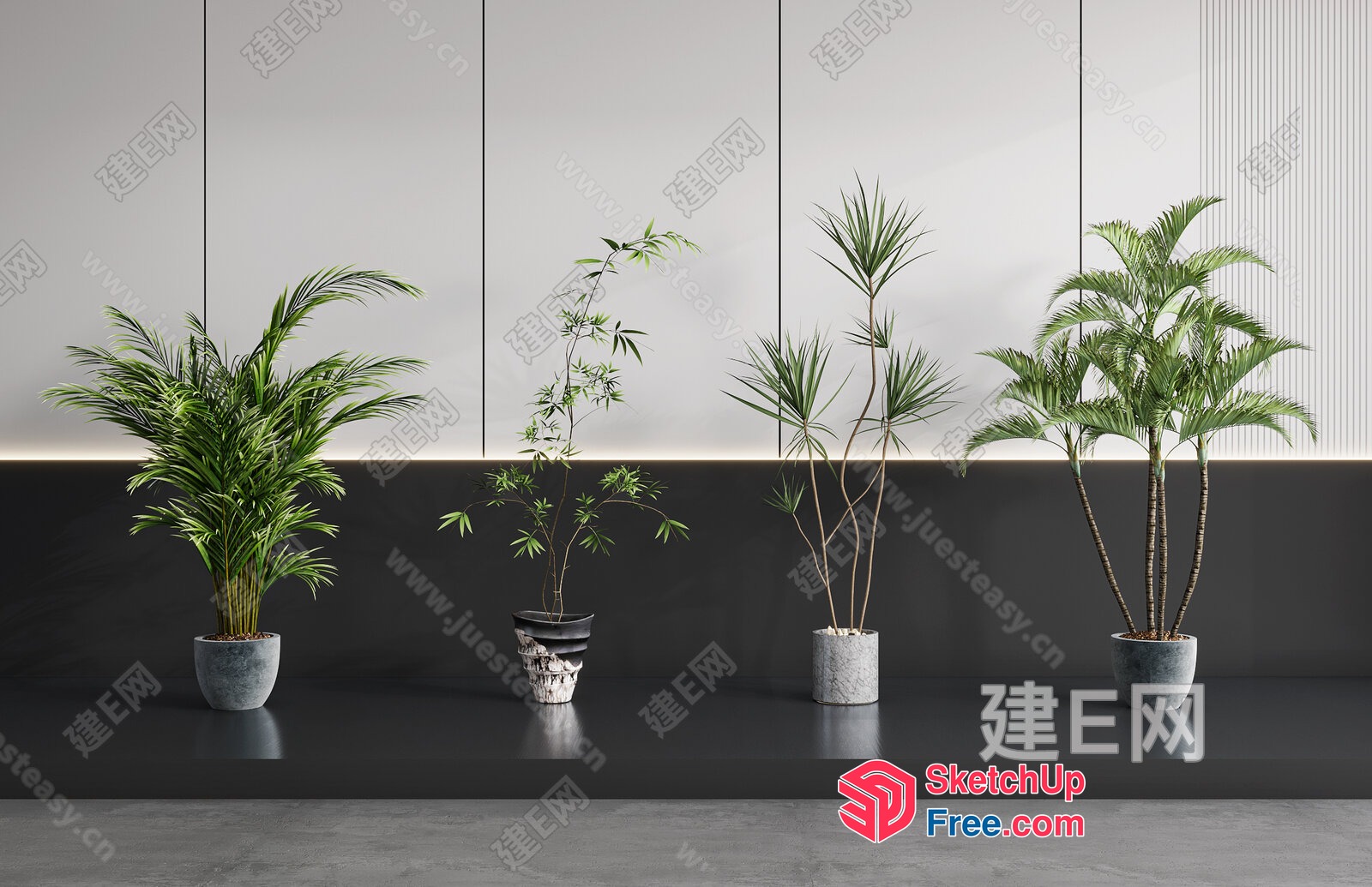 Elegant Indoor Plant Arrangement 3D SketchUp File