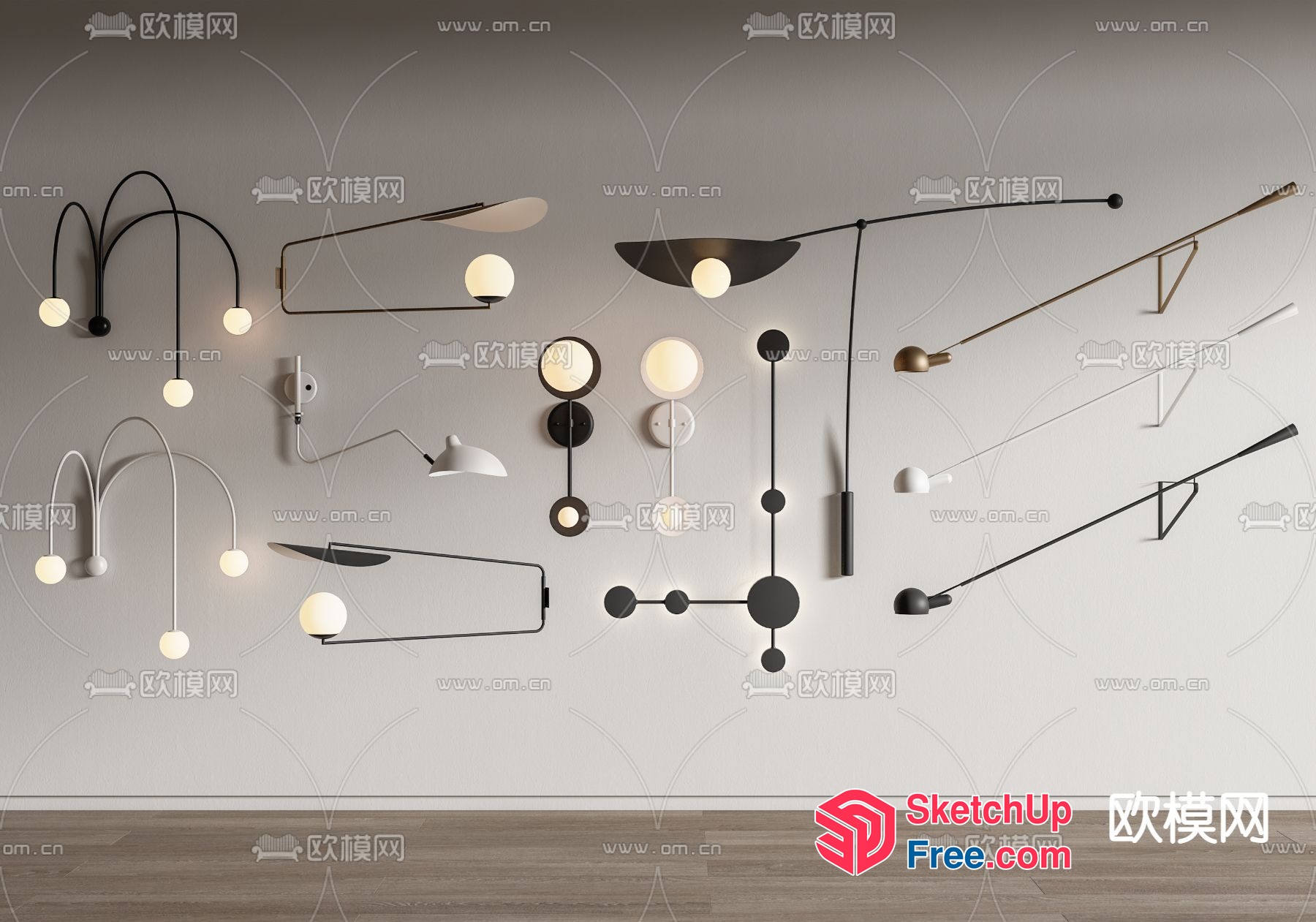 Modern Minimalist Lighting Fixtures Collection 3D SketchUp File