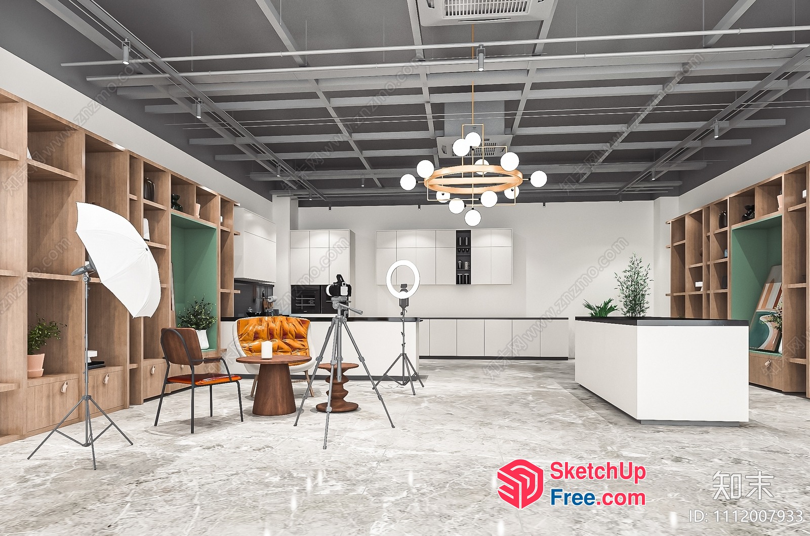 Modern Office Space With Unique Lighting Features 3D SketchUp File