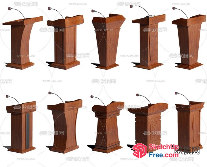 Wooden Podiums For Public Speaking 3D SketchUp File
