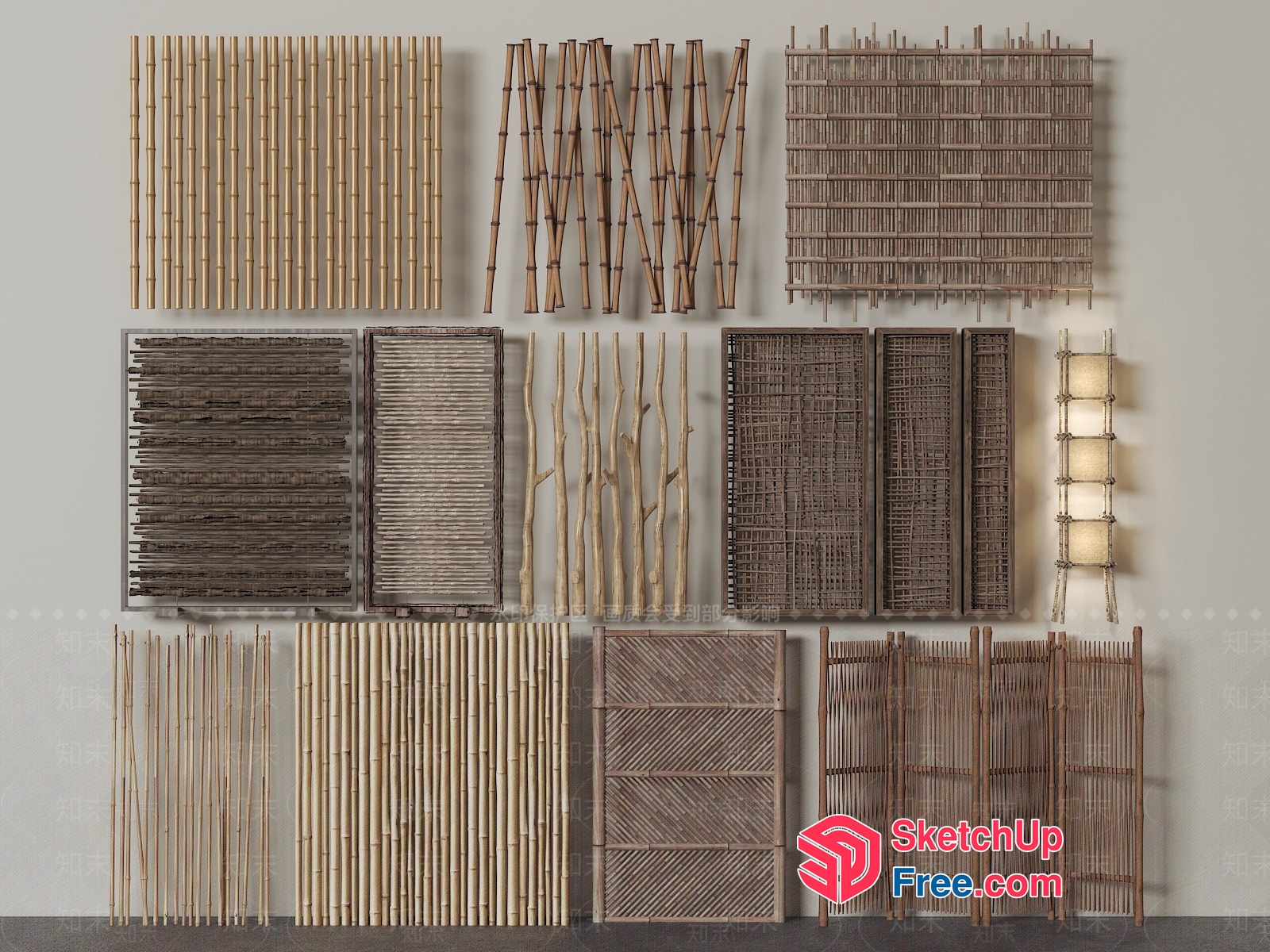 Natural Bamboo Decorative Wall Panel Collection 3D SketchUp File