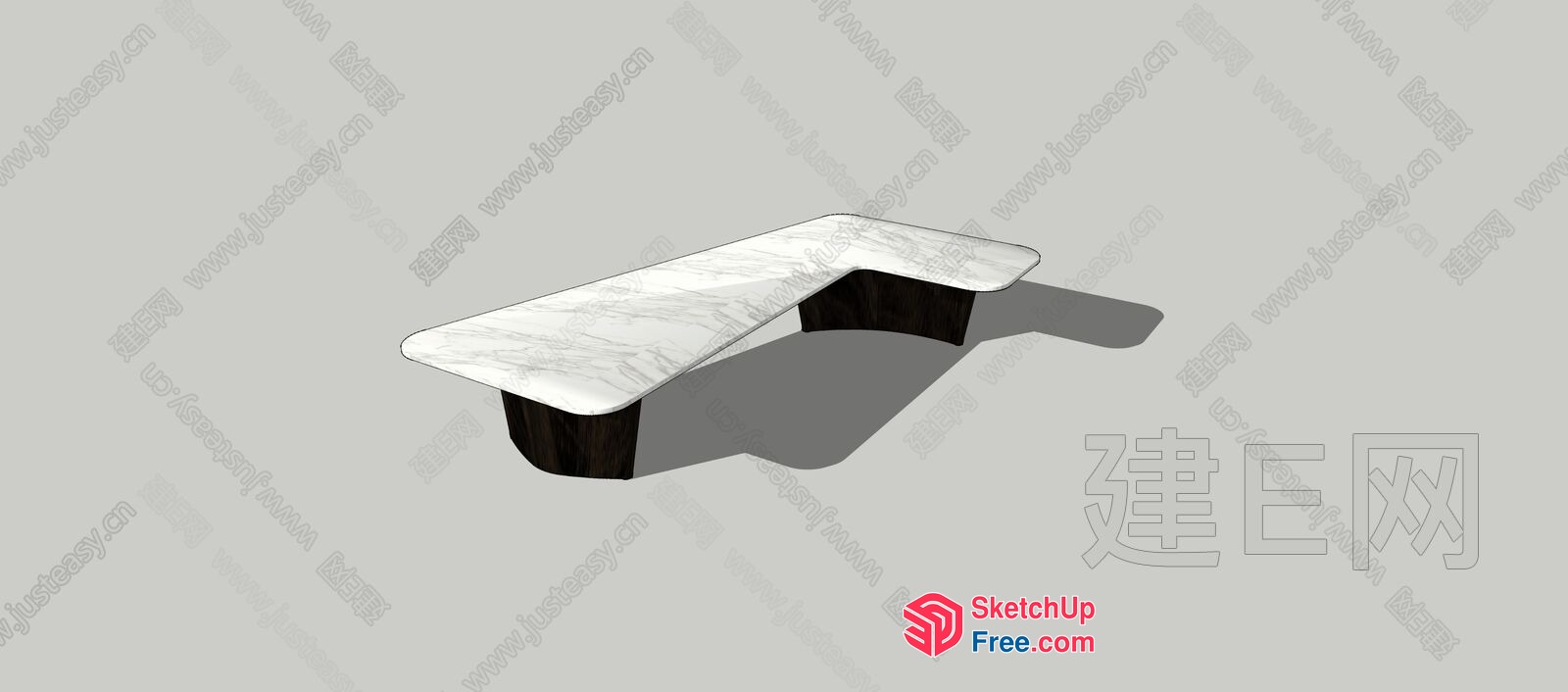 Modern Curved L-Shaped Table 3D SketchUp File