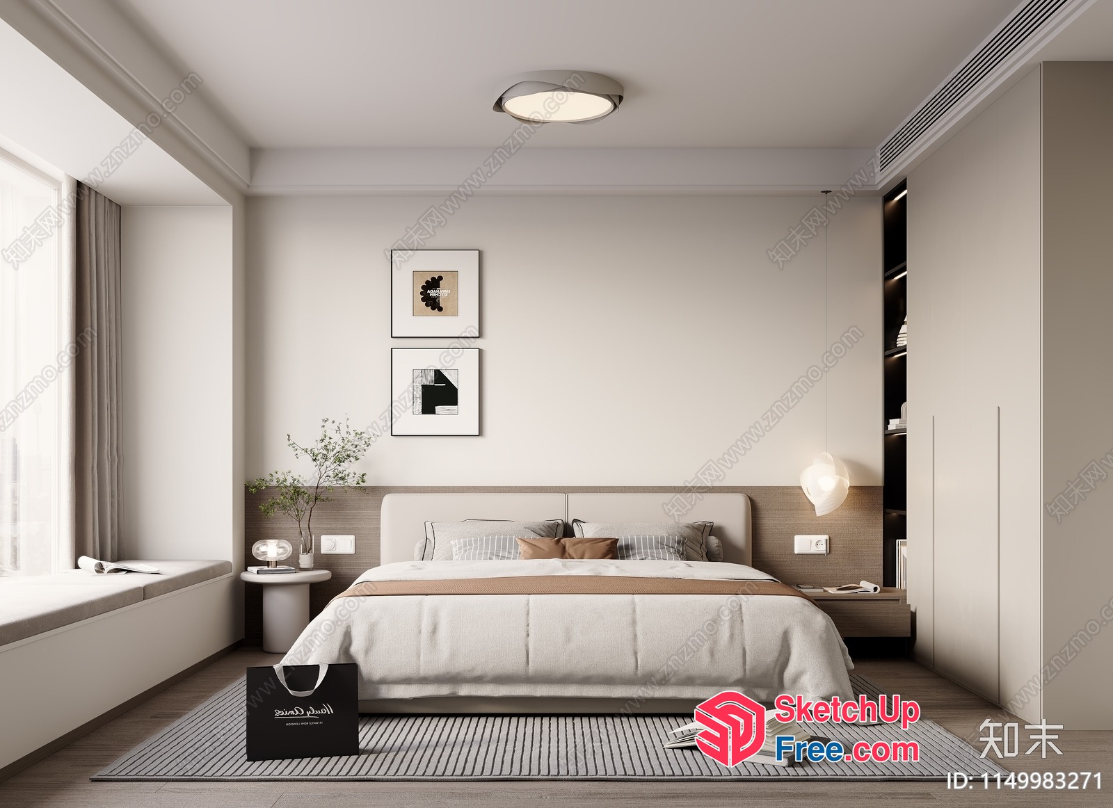 Modern Minimalist Bedroom Interior 3D SketchUp File