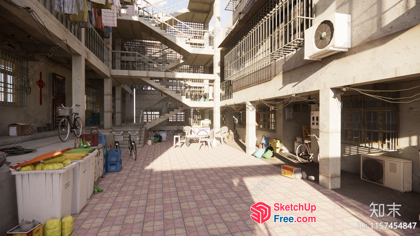 Industrial Stairway And Balcony Interior 3D SketchUp File