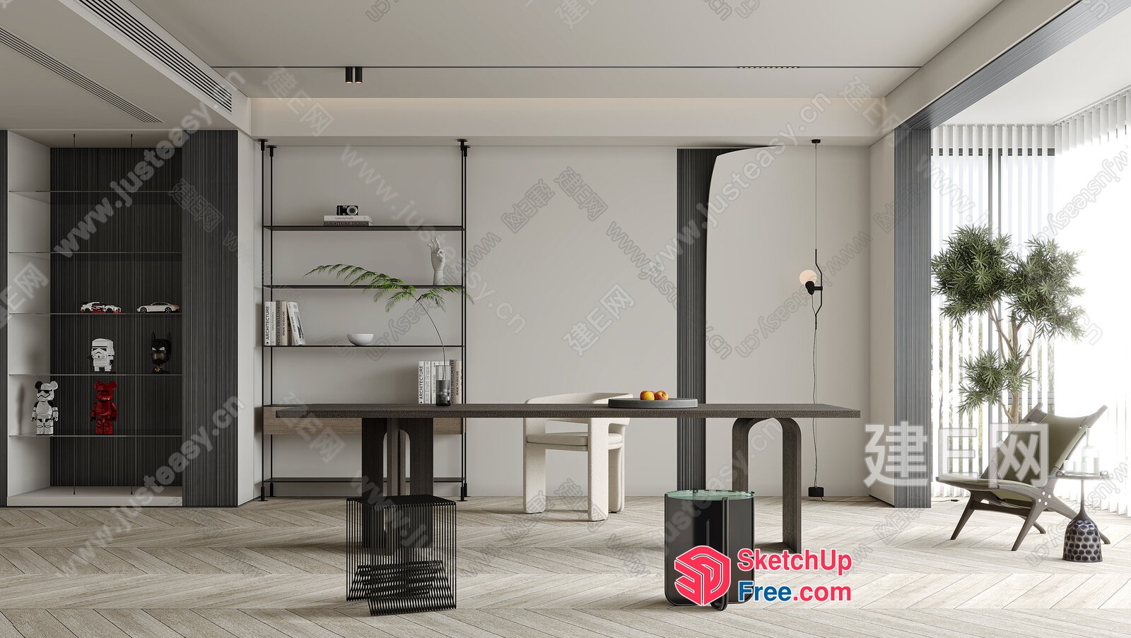 Modern Minimalist Office Space With Sleek Furniture 3D SketchUp File