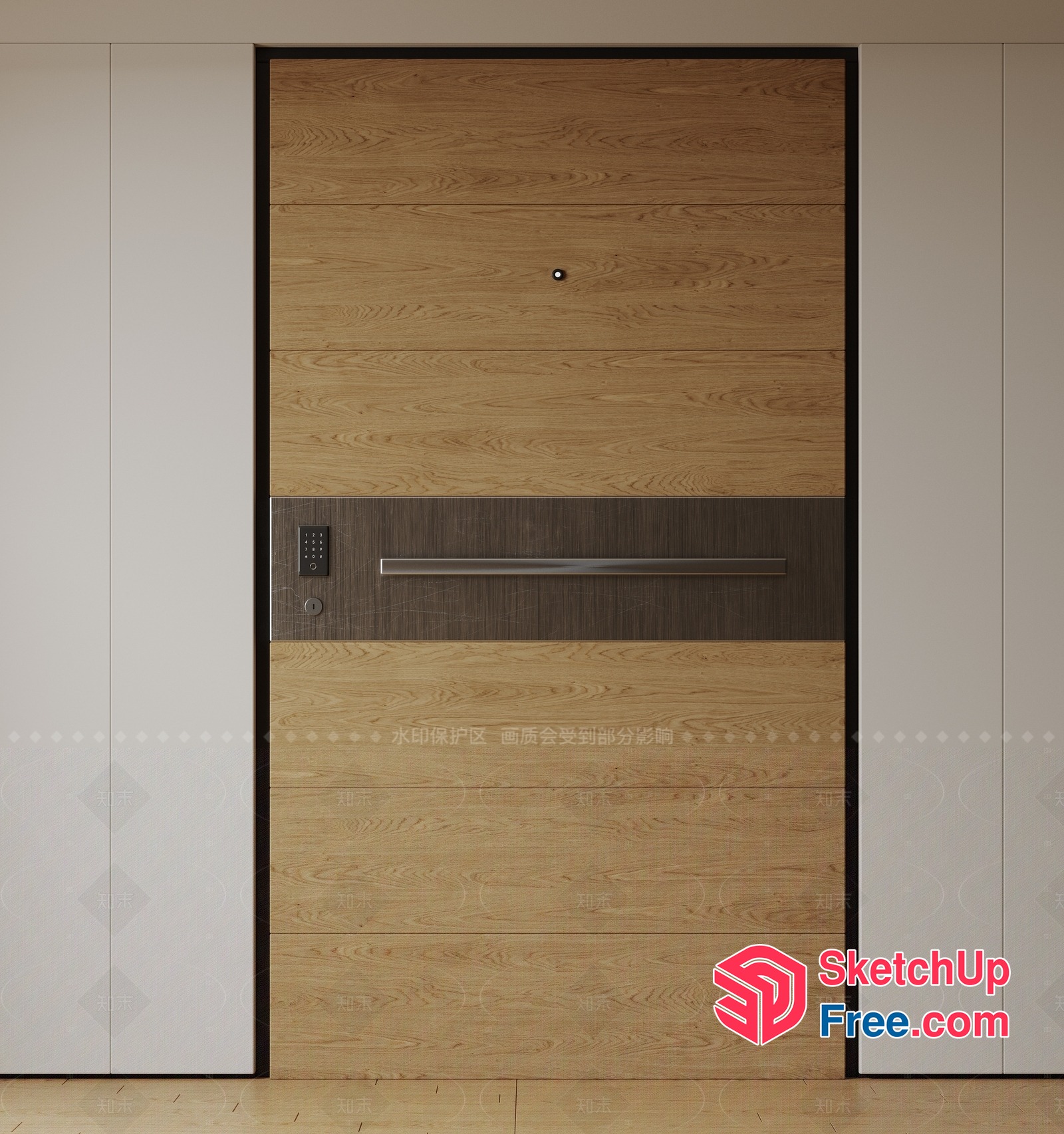 Modern Door Design With Electronic Lock And Handle 3D SketchUp File