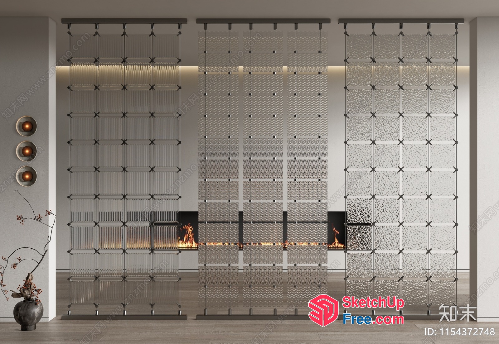 Glass Brick Curtain Wall 3D SketchUp File