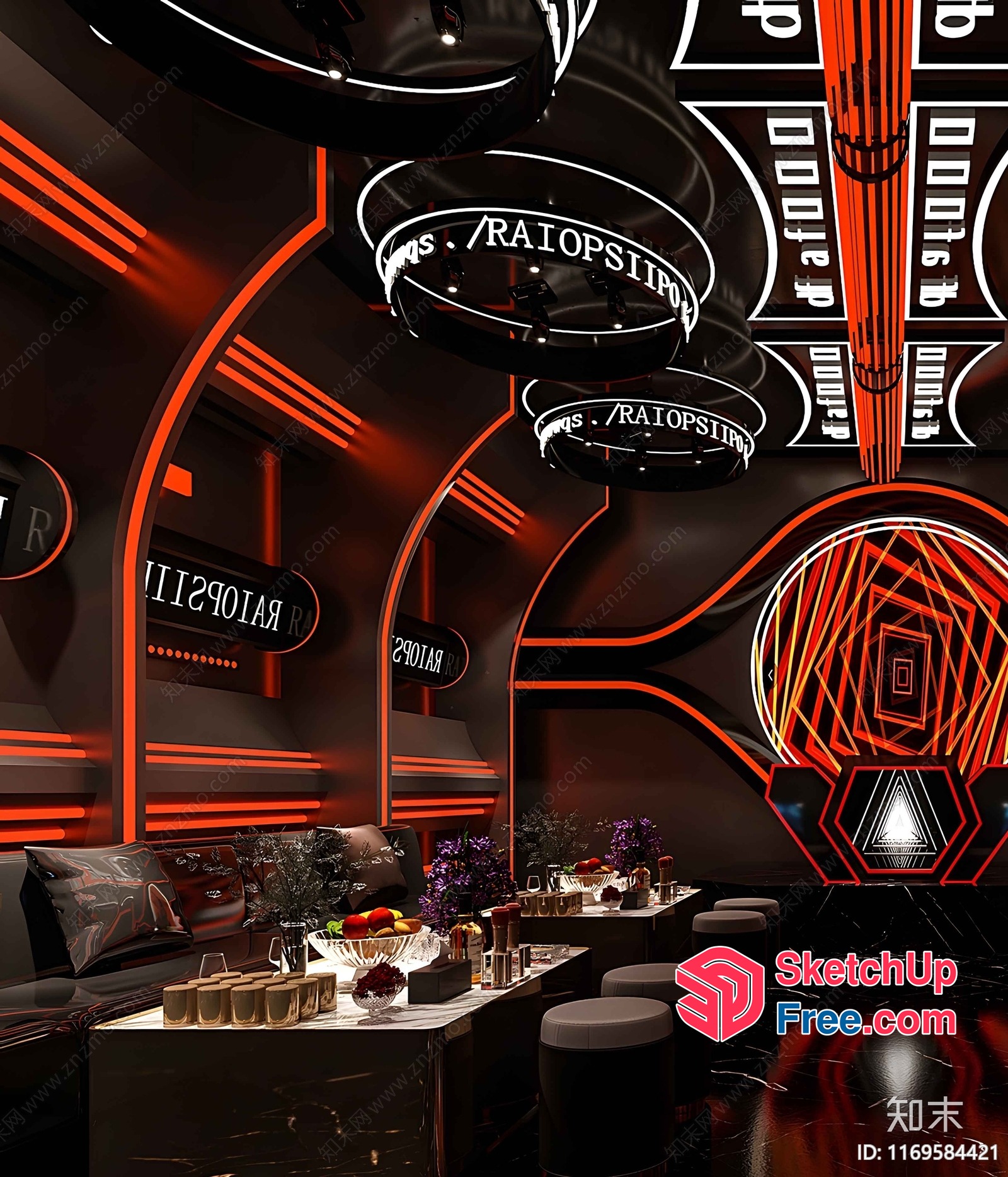 Futuristic Dark Bar Interior 3D SketchUp File