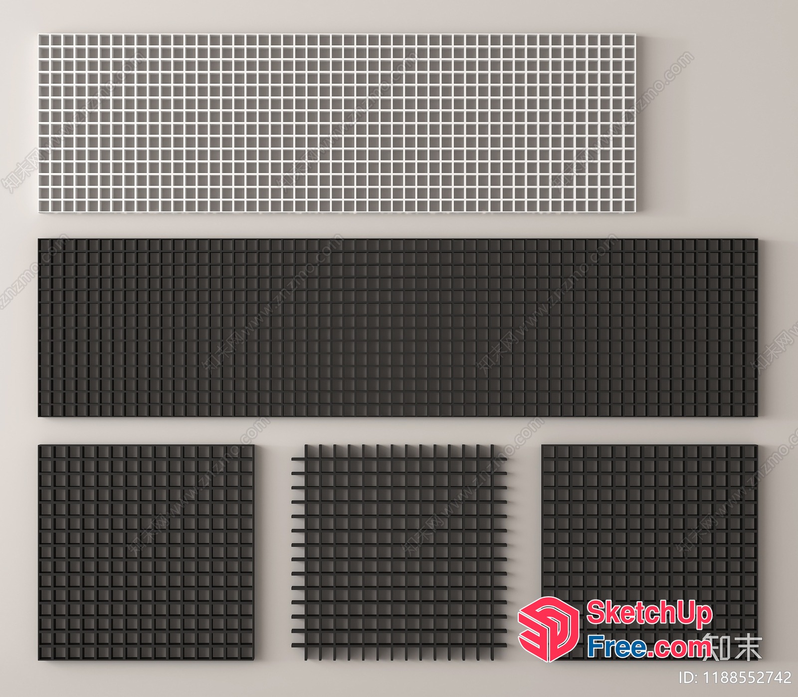 Grey Tiled Wall Panels 3D SketchUp File