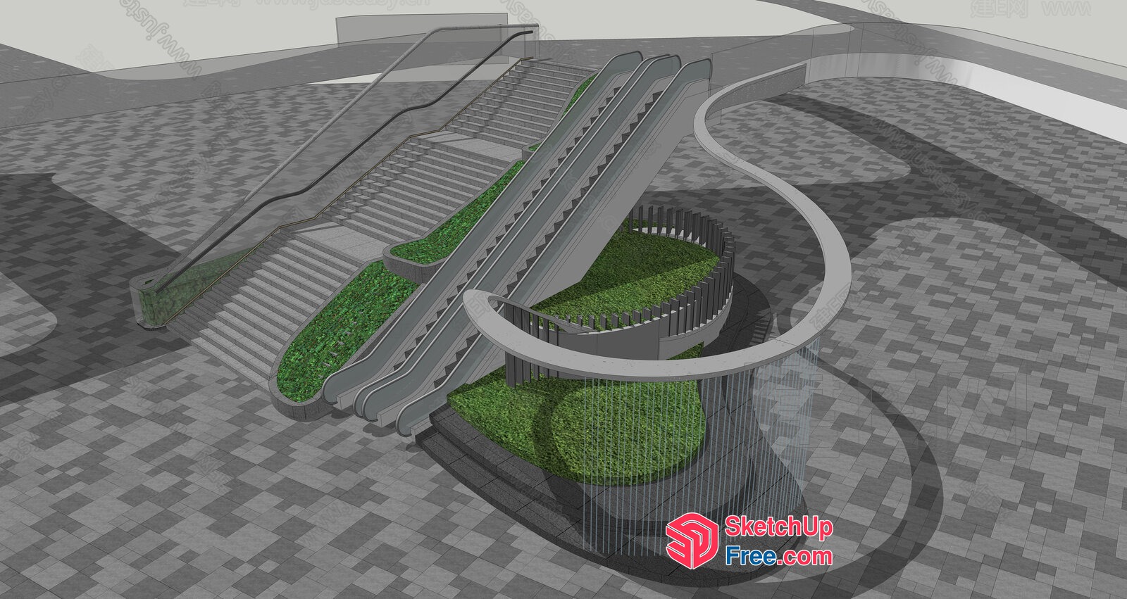 Modern Exterior Design With Stairs And Elevator 3D SketchUp File