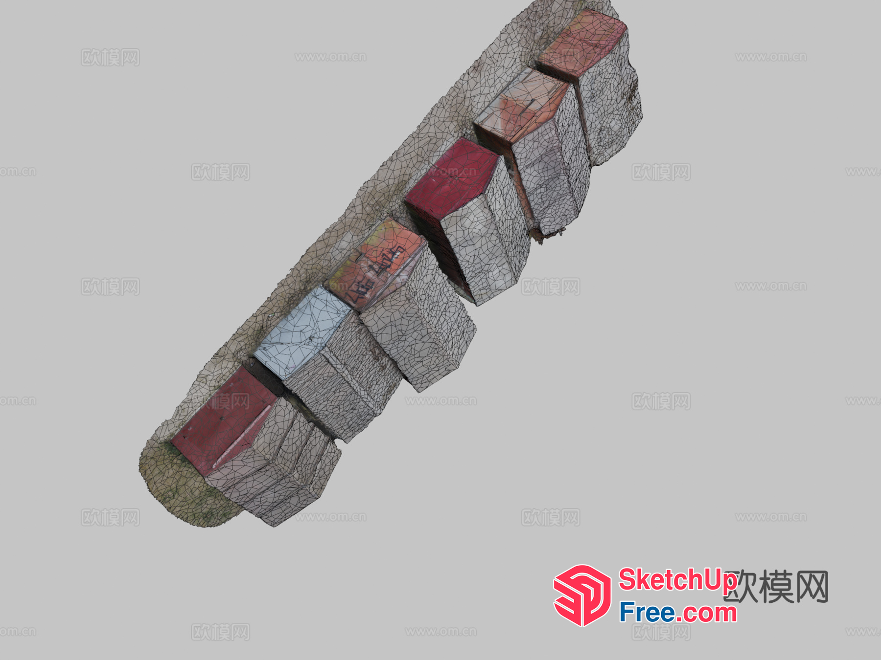 A Long, Narrow, And Stylized Wall 3D SketchUp File