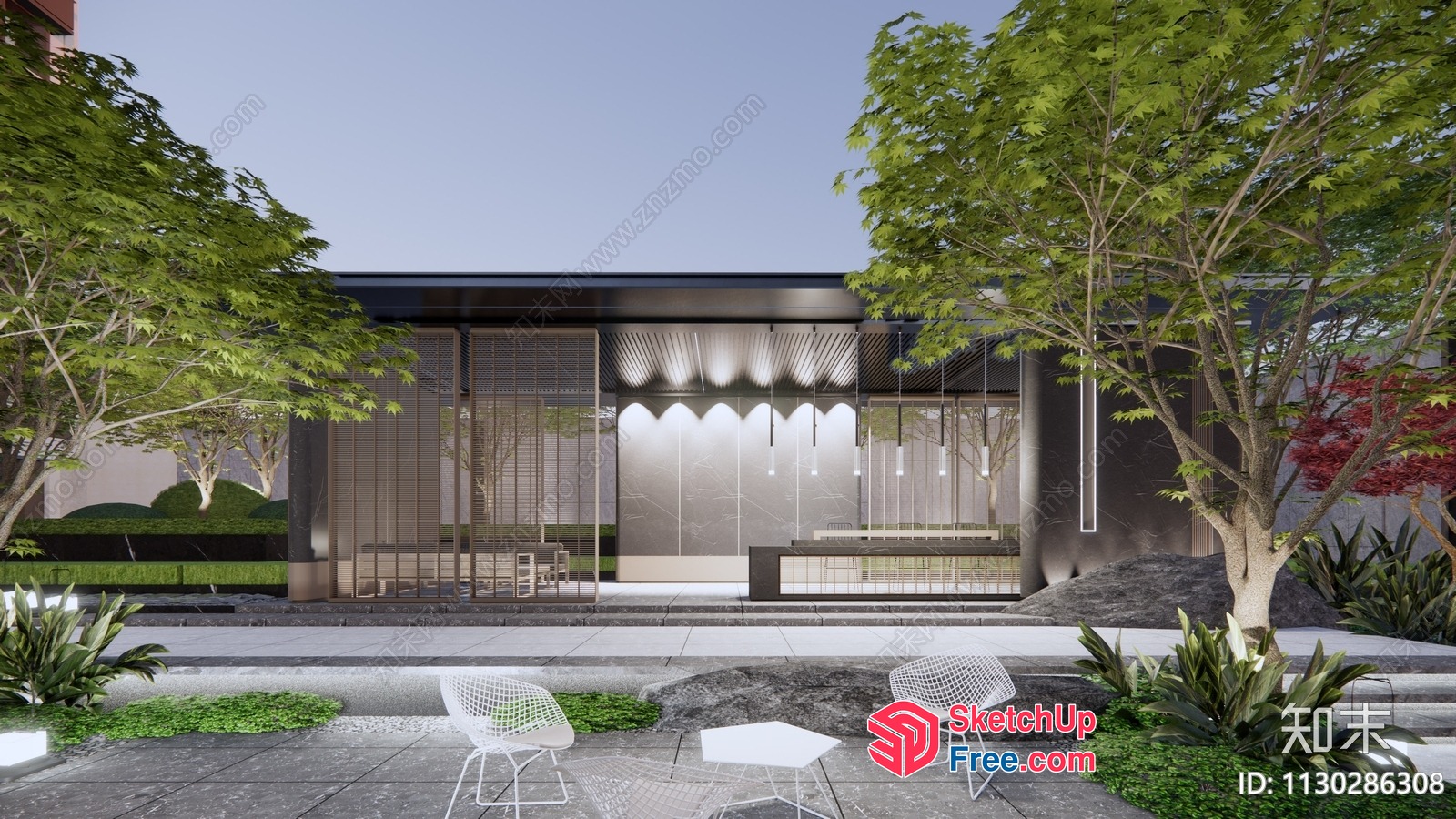Exterior Modern Commercial Building 3D SketchUp File