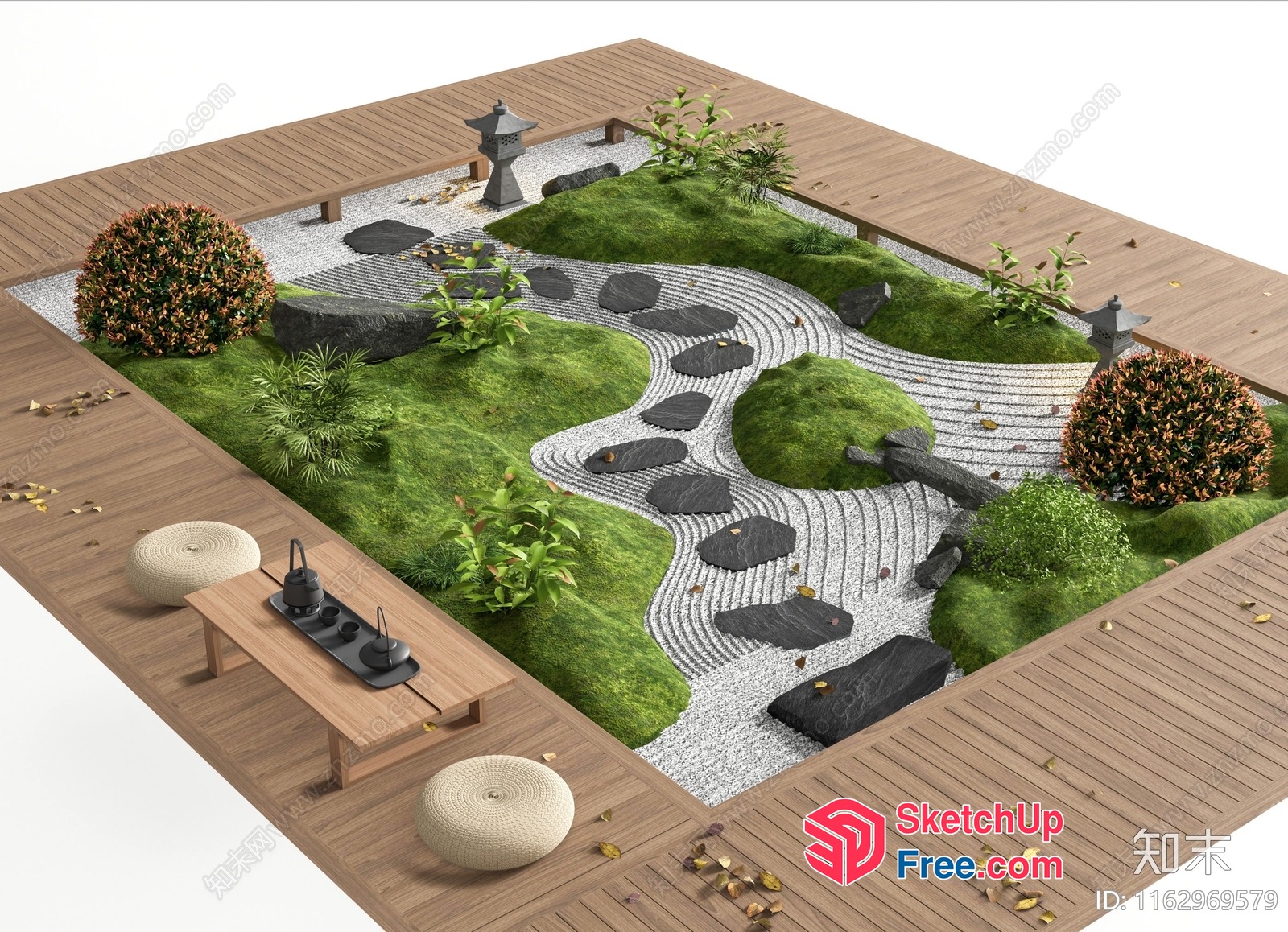 Zen Garden With Japanese-Style Decor 3D SketchUp File