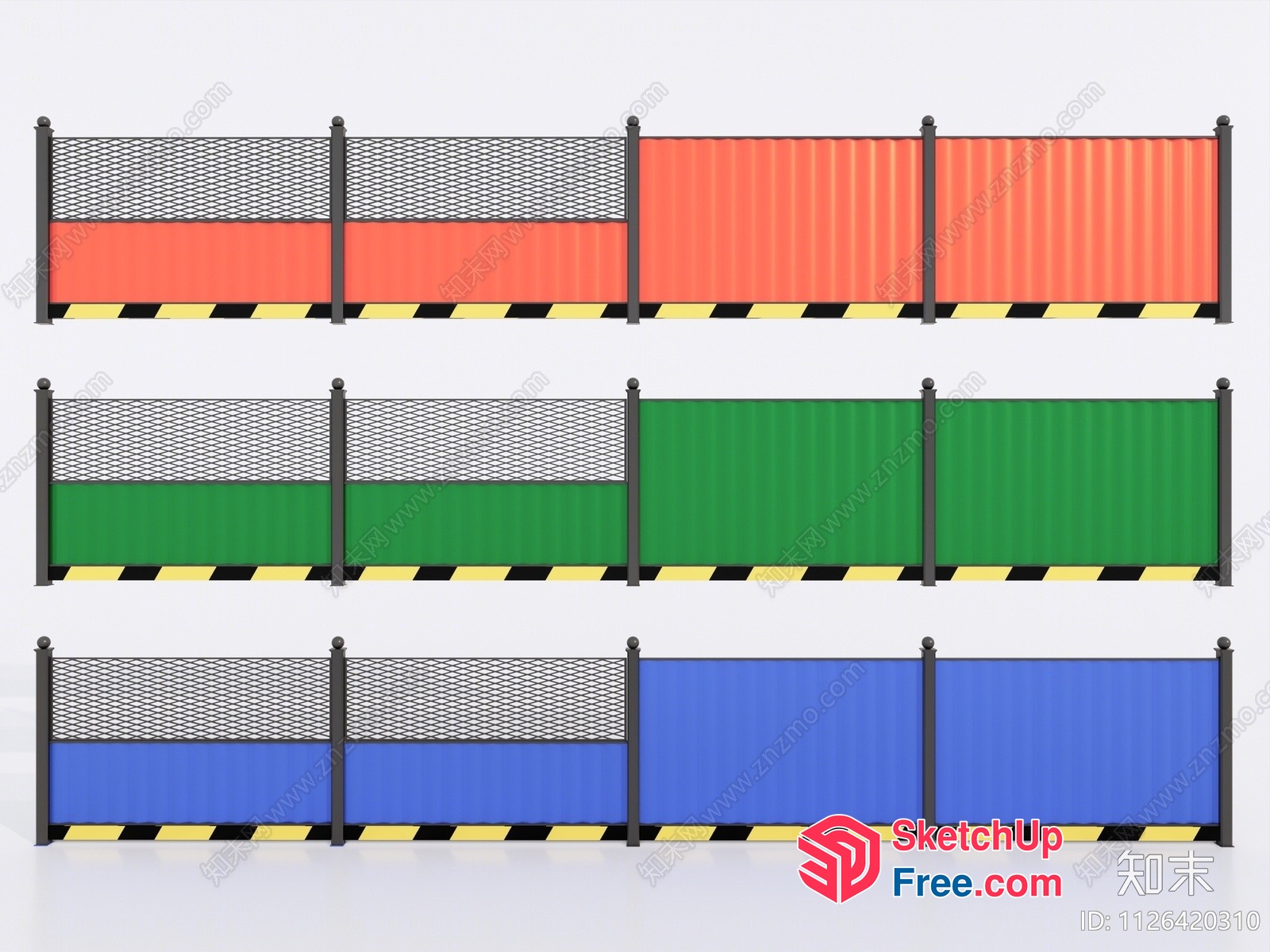 Colorful Shipping Container Fence 3D SketchUp File