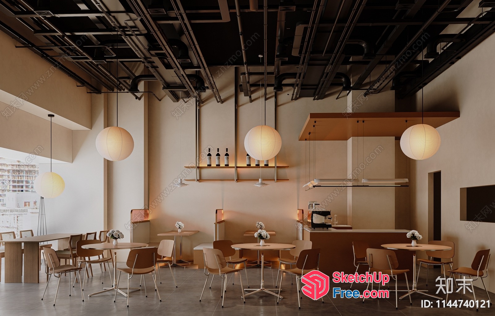 Modern Minimalist Restaurant Interior With Clean Lines And Simple Decor 3D SketchUp File