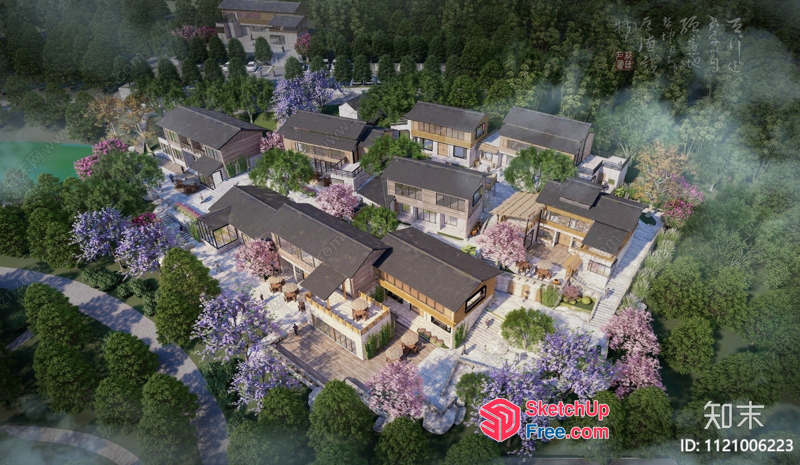 Luxurious Modern Japanese-Style Homestay Exterior 3D SketchUp File
