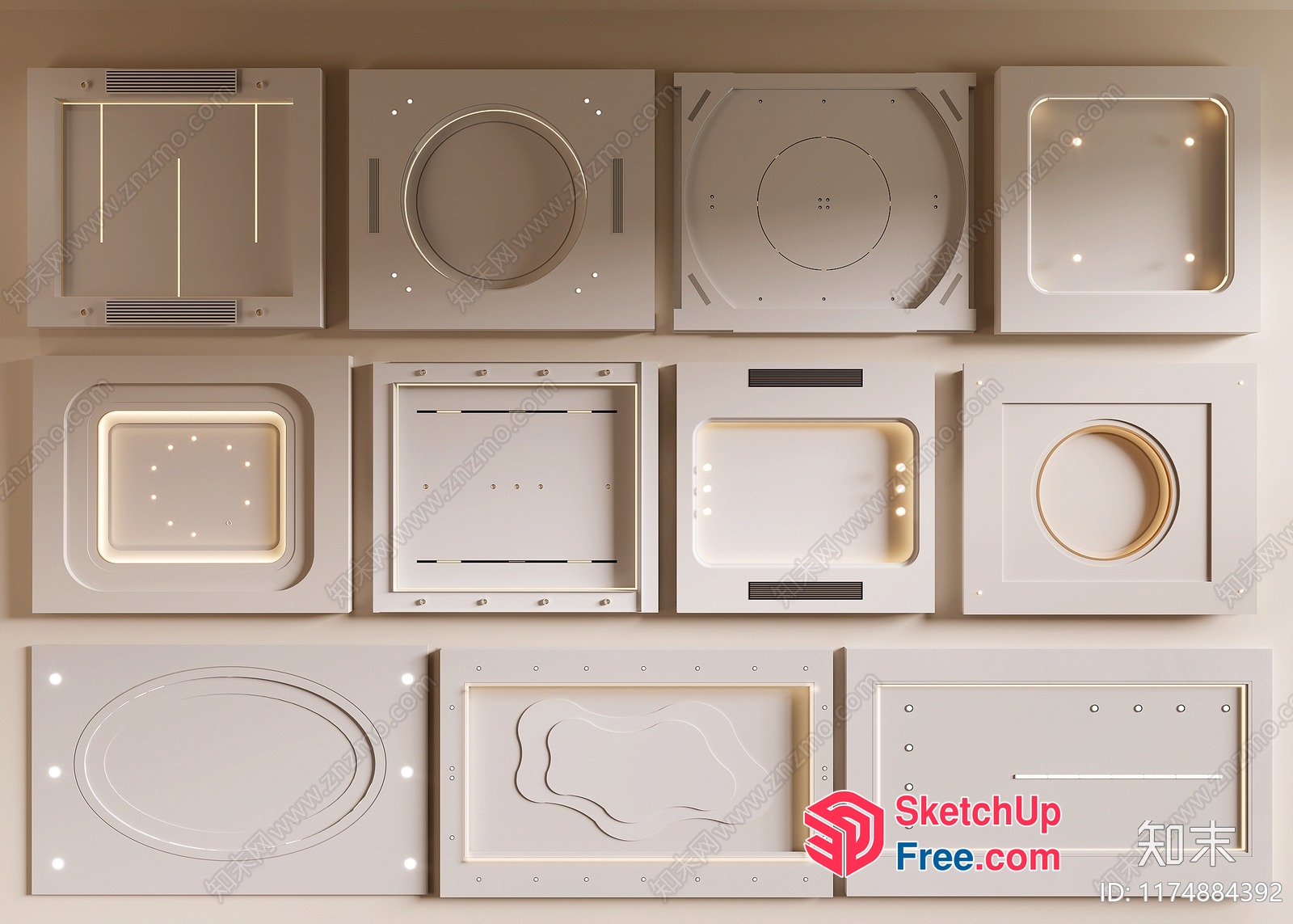 Rectangular And Circular Shapes In A Decorative Panel 3D SketchUp File