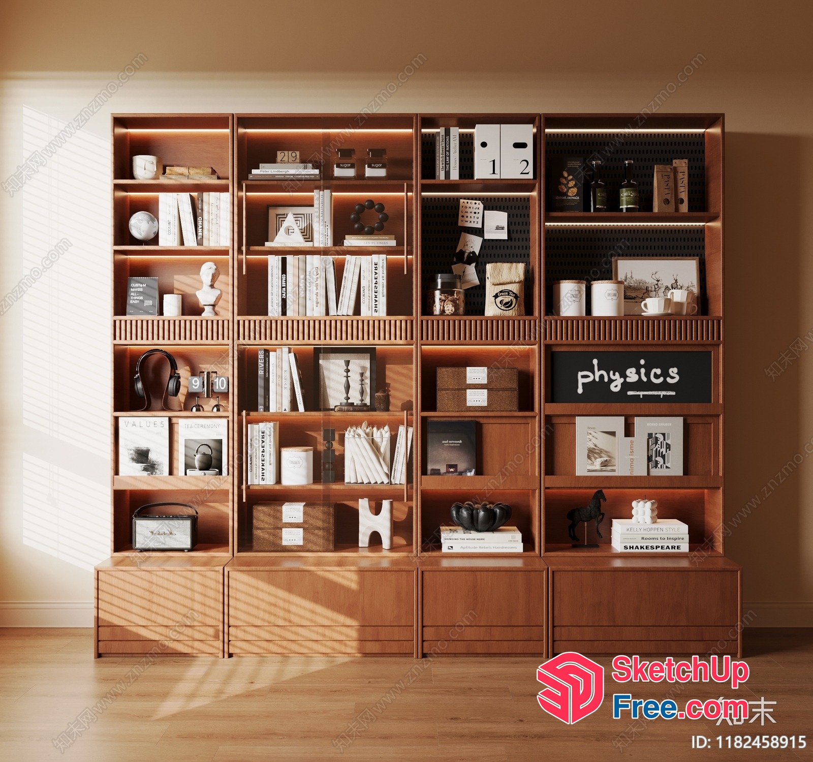 Modern Bookcase With Built-In Lighting 3D SketchUp File