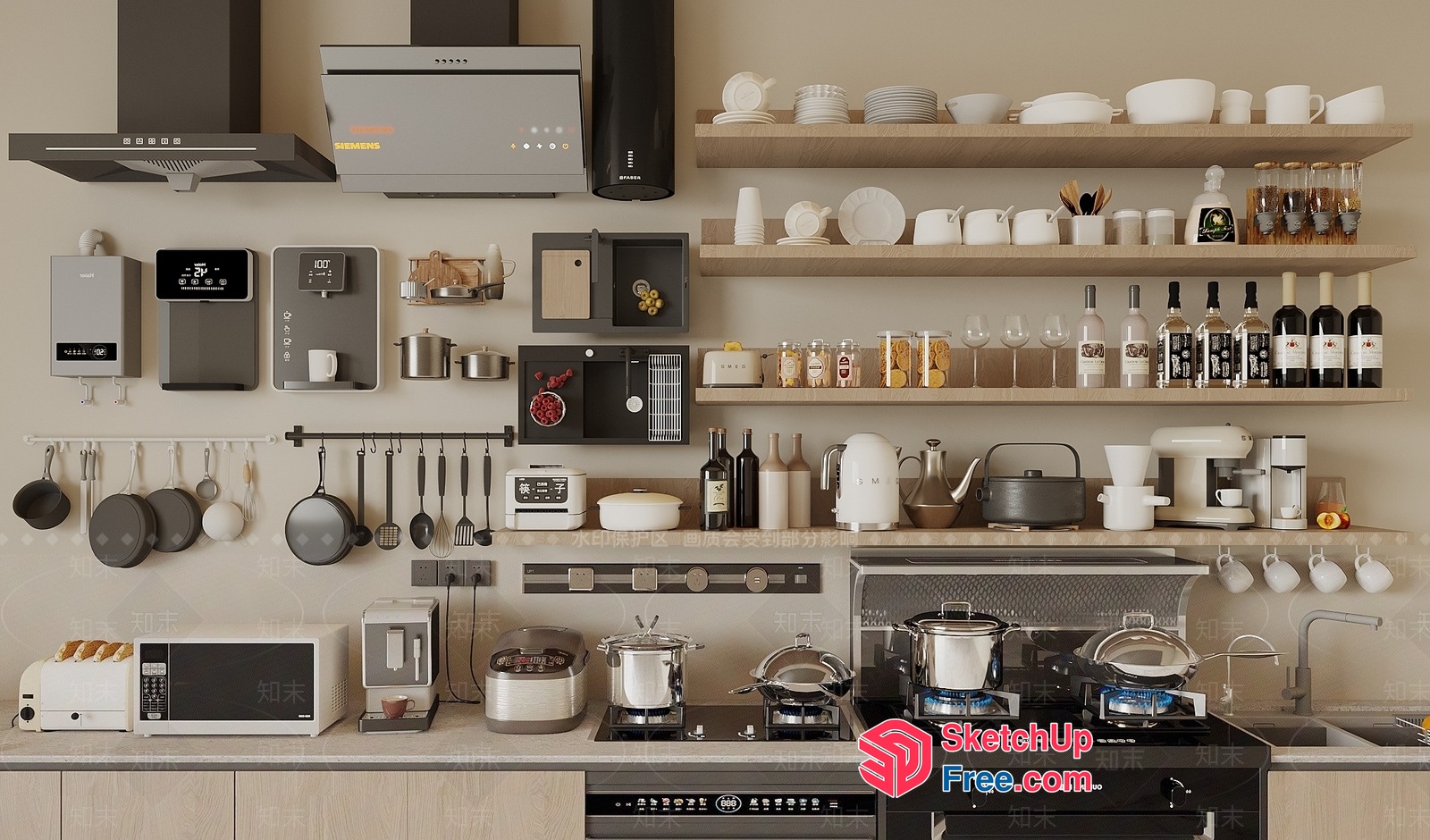 Modern Kitchen With Sleek Appliances And Neutral Color Scheme 3D SketchUp File