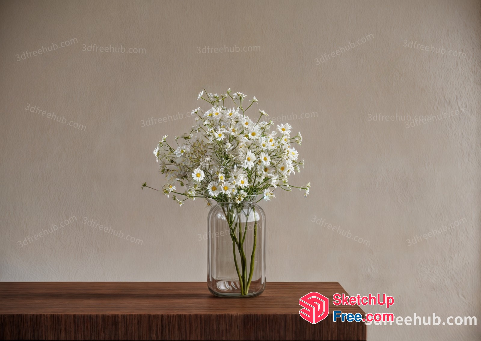 A Simple Yet Elegant Still Life Of Flowers In A Glass Vase 3D SketchUp File