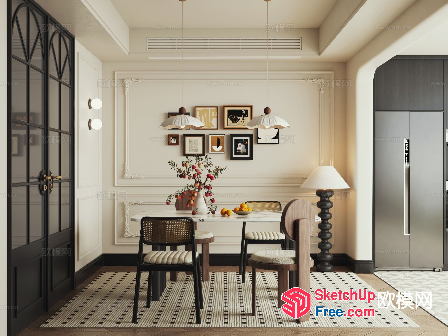 Classic Moulding Dining Room 3D SketchUp File