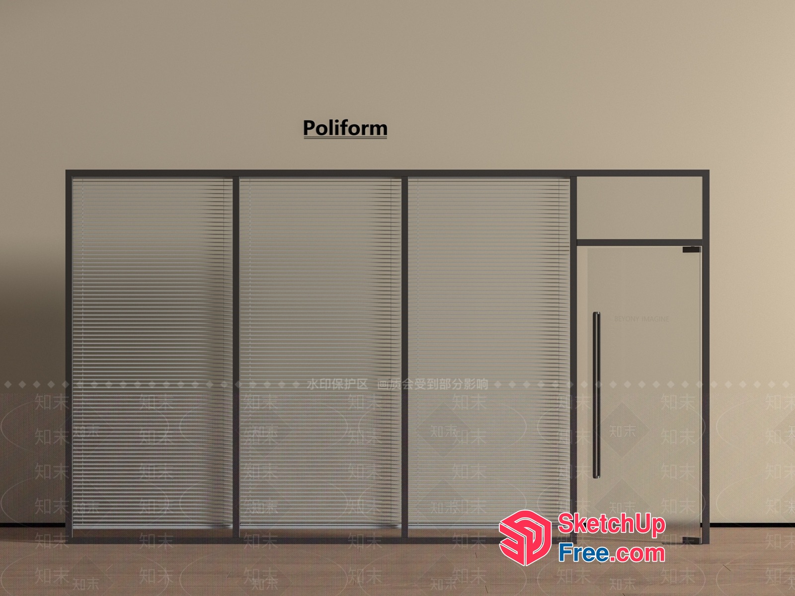 Modern Glass Door Partition With Sleek Design 3D SketchUp File