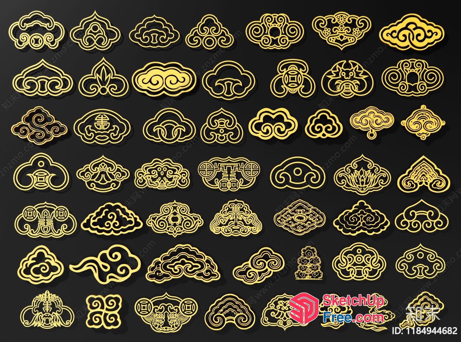 Cloud-Shaped Decorative Elements 3D SketchUp File