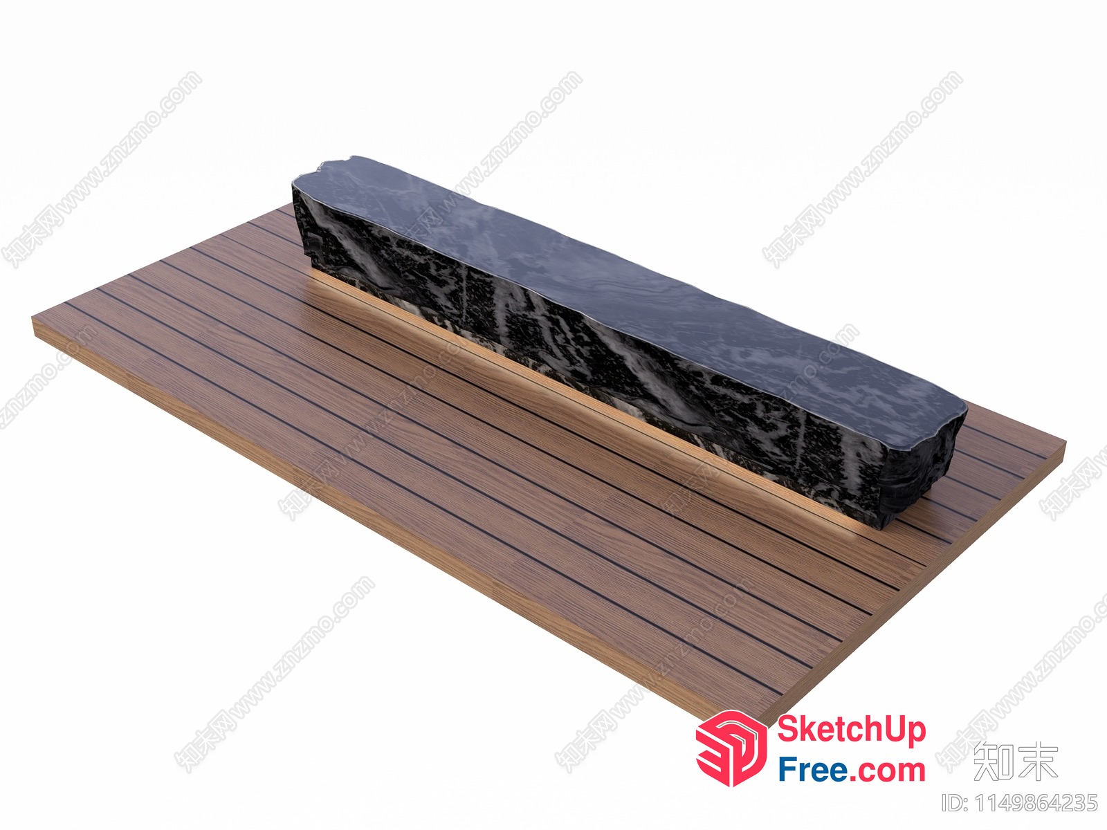Wooden And Marble Bench 3D SketchUp File