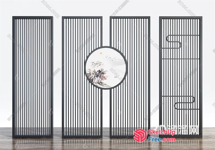 Asian-Inspired Partition Screen 3D SketchUp File