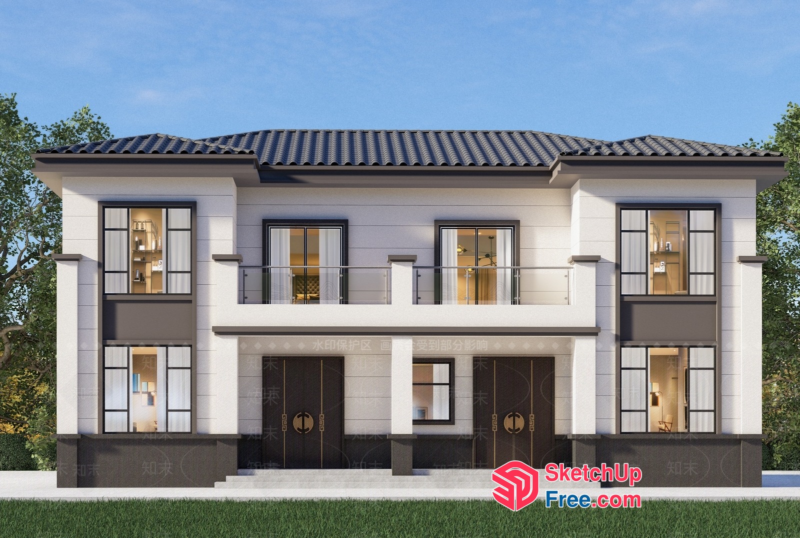 Elegant Modern Villa Exterior 3D SketchUp File