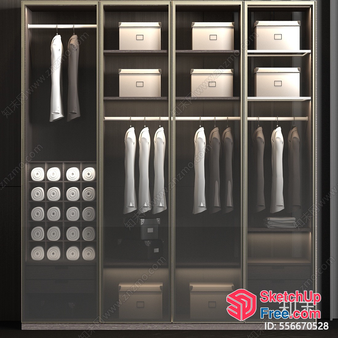 Modern Wardrobe With Storage And Shelving 3D SketchUp File