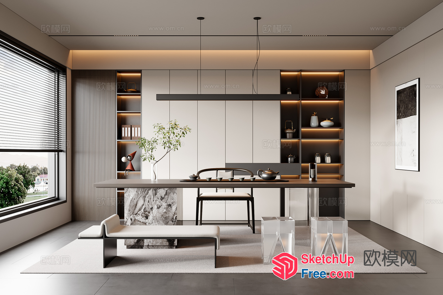 Modern Minimalist Dining Room Interior 3D SketchUp File