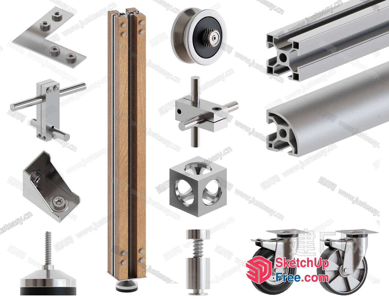 Metal And Wood Furniture Hardware 3D SketchUp File