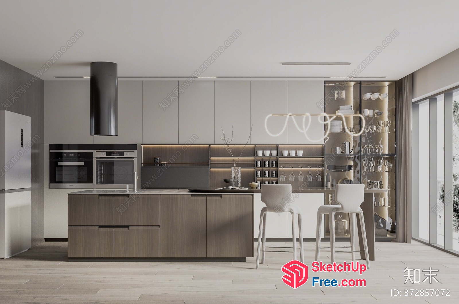 Modern Minimalist Kitchen Interior With Sleek Decor 3D SketchUp File