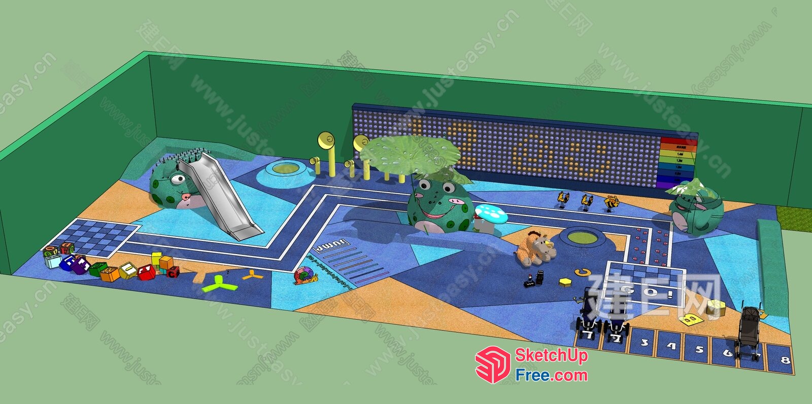 Vibrant Cartoon Playground Scene 3D SketchUp File