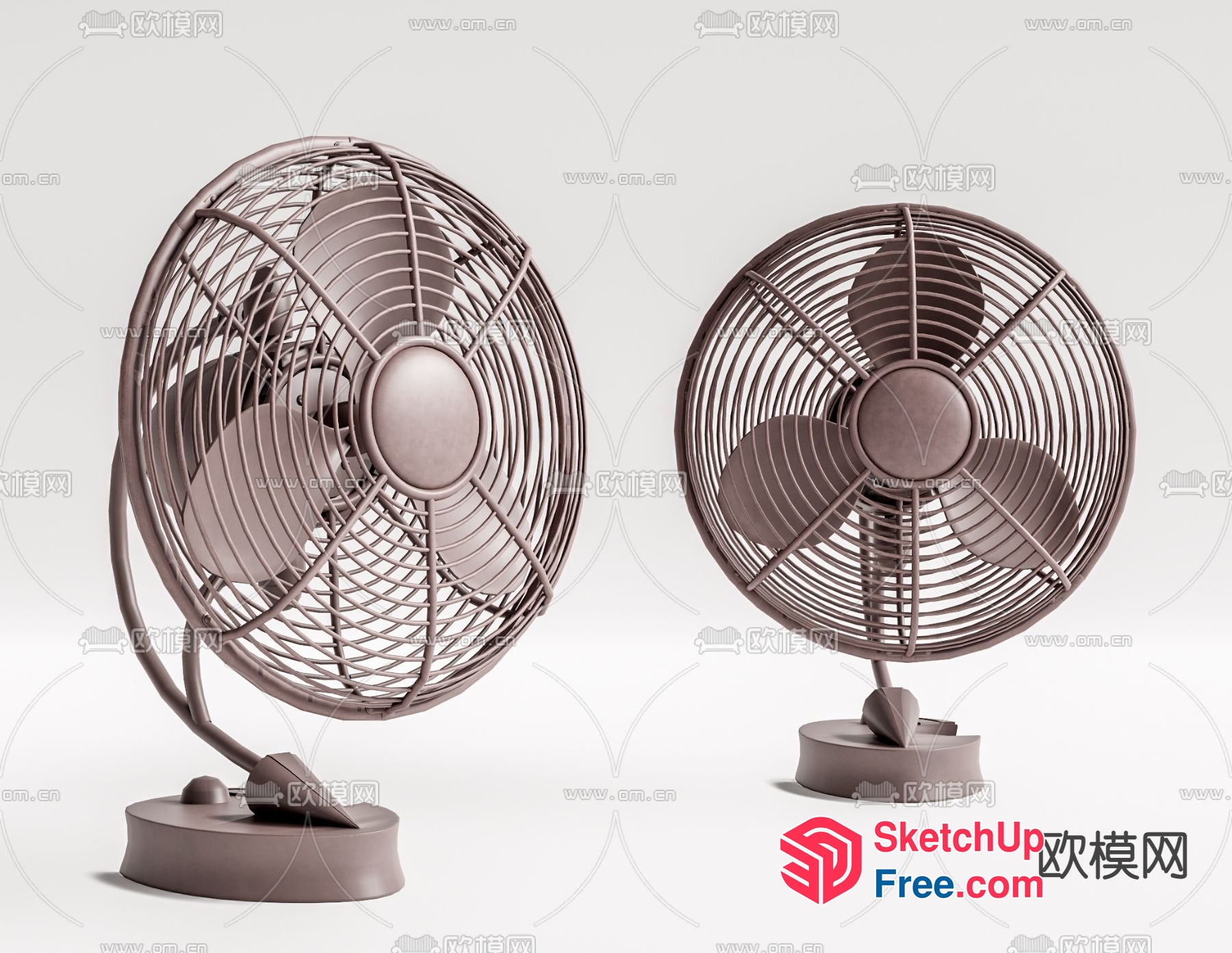 Two Vintage-Style Fans In Neutral Tones 3D SketchUp File