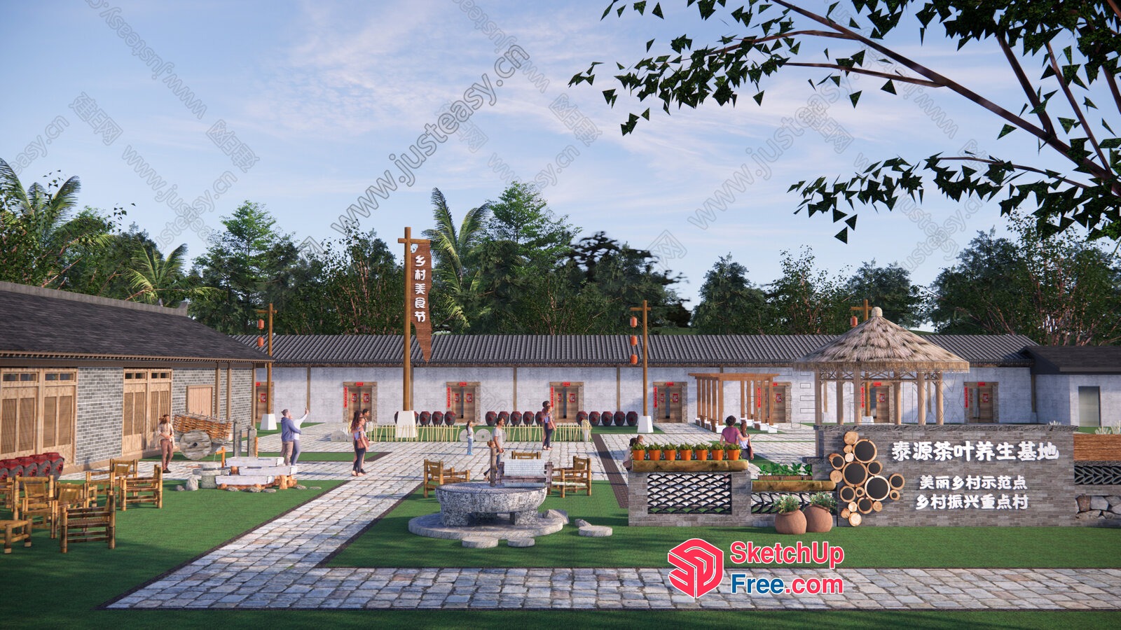 Asian-Inspired Outdoor Gathering Space 3D SketchUp File
