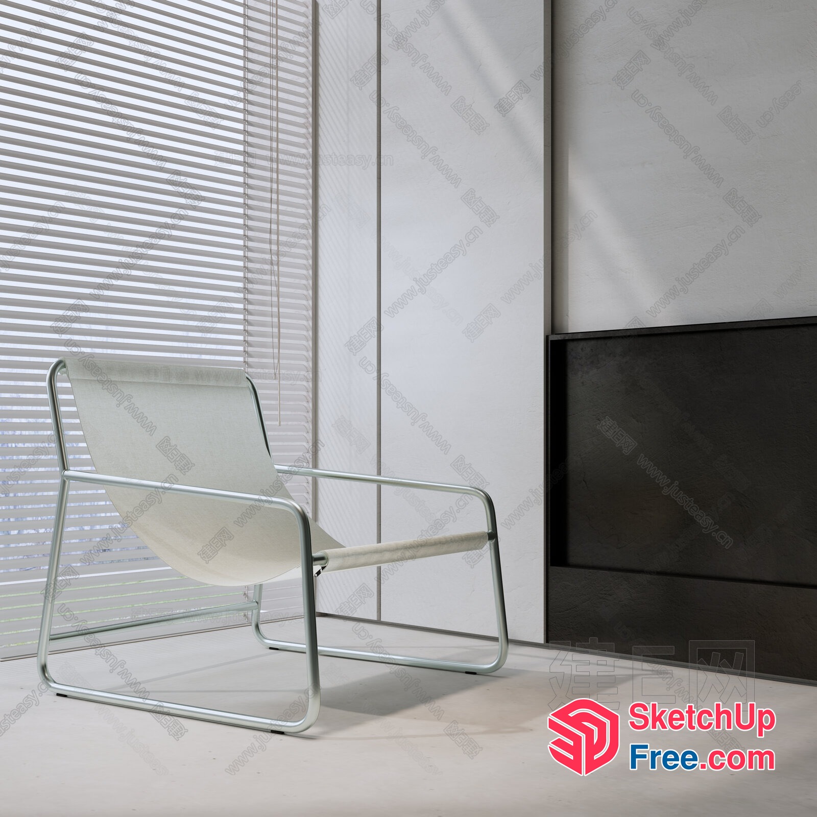 Minimalist White Chair In Modern Room Setting 3D SketchUp File