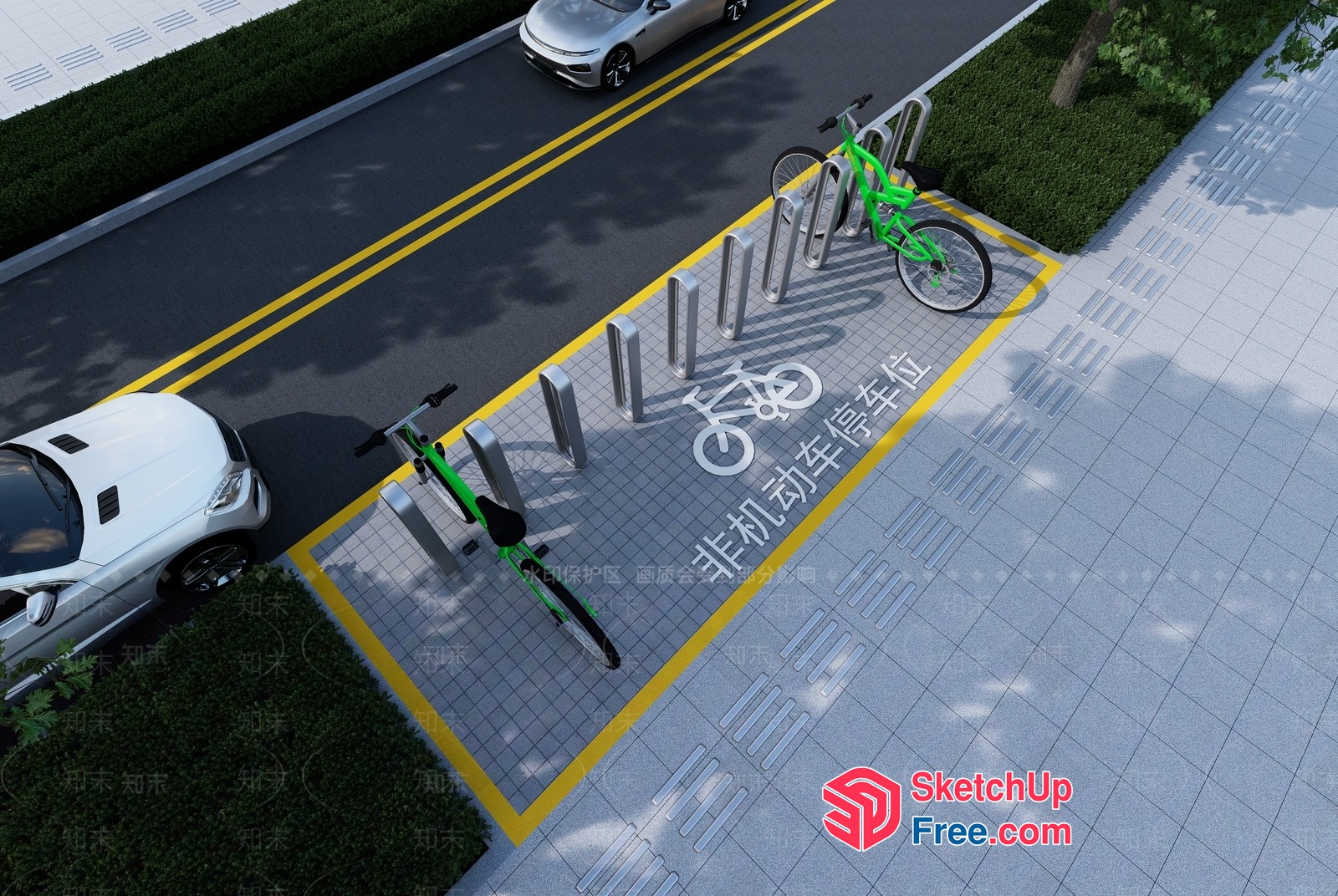 Modern Urban Bicycle Parking Area 3D SketchUp File