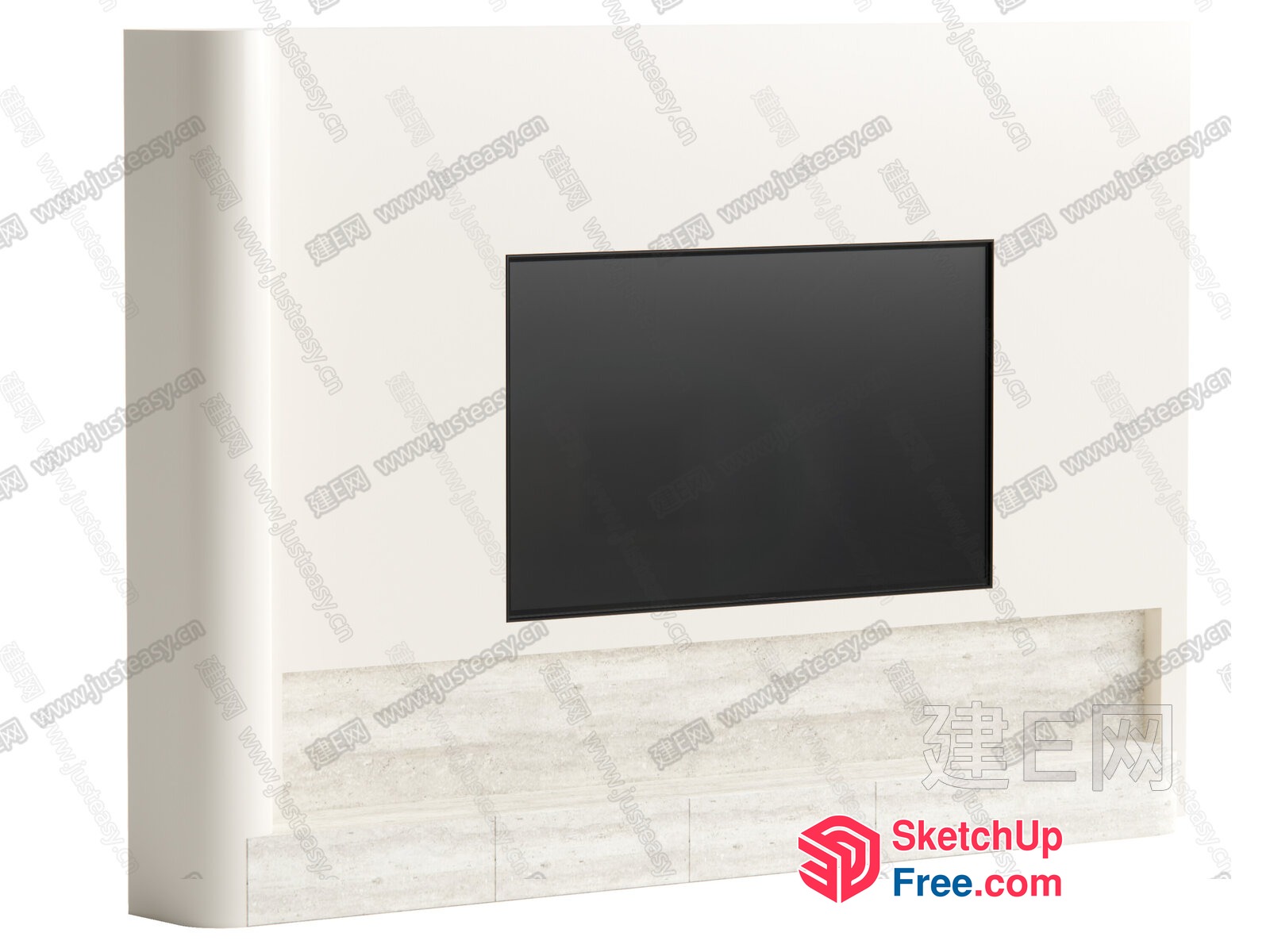 Modern Fireplace Wall With Black Tv Frame 3D SketchUp File